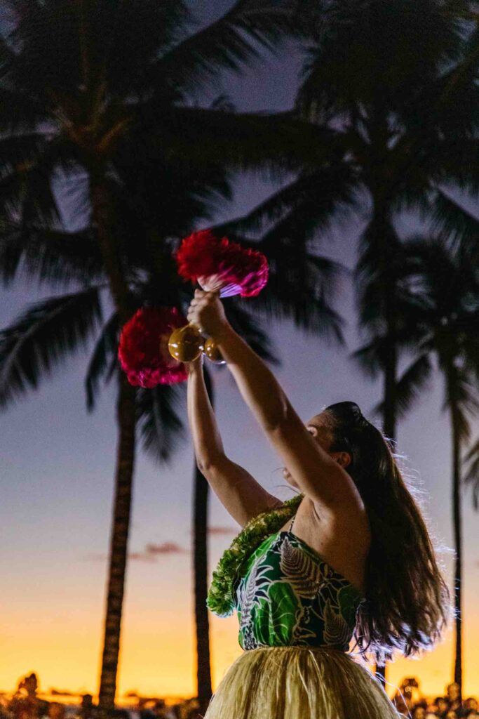 Image of a hula dancer at sunset